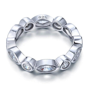Marquise 925 Sterling Silver Ring Eternity Band Wedding Jewelry-Bijoux Pour Elle