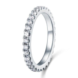 Micro Set Eternity Simulated Diamond Sterling 925 Silver Wedding Ring-Bijoux Pour Elle