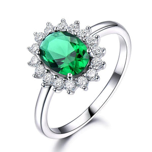 Nano Russian Emerald 925 Sterling Silver Vintage Engagement Party Gift Rings For Women-Bijoux Pour Elle