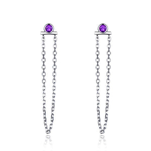 Natural Amethyst 925 Sterling Silver Drop Earrings-Bijoux Pour Elle