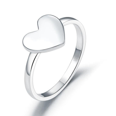 Plain Solid 925 Sterling Silver Ring Heart Fashion Trendy Stylish-Bijoux Pour Elle