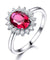 Real 925 Sterling Silver Nano Red Gemstone Ruby Princess Diana Rings For Women-Bijoux Pour Elle