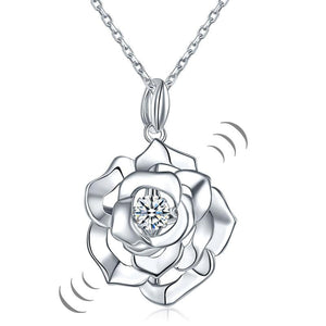 Rose Dancing Stone Necklace 925 Sterling Silver Good for Wedding Bridesmaid Gift-Bijoux Pour Elle