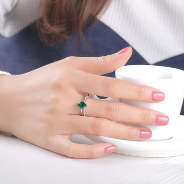 Russian Nano 6*8mm Green Emerald 925 Sterling Silver Ring-Bijoux Pour Elle