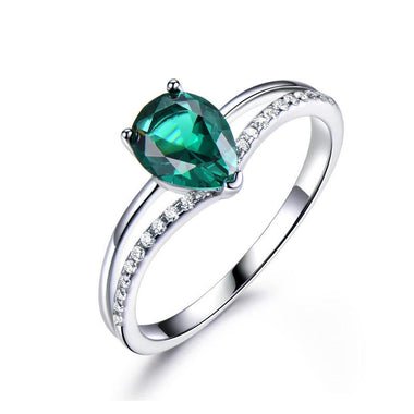 Russian Nano 6*8mm Green Emerald 925 Sterling Silver Ring-Bijoux Pour Elle