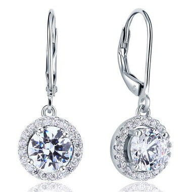 Simulated Diamond Round Cut Diamond Dangle Drop Sterling 925 Silver Earrings-Bijoux Pour Elle
