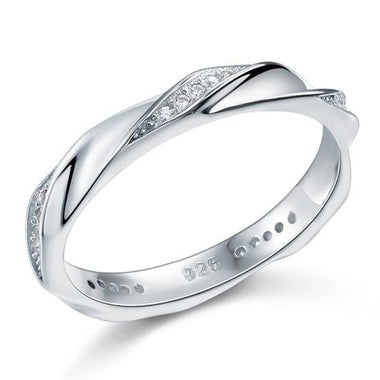 Simulated Diamond Sterling 925 Silver Twist Ring-Bijoux Pour Elle