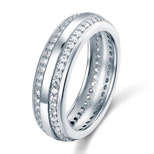 Simulated Diamond Sterling 925 Silver Wedding Band Ring-Bijoux Pour Elle