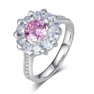 Snowflake 925 Sterling Silver Wedding Promise Anniversary Ring 1 Ct Fancy Pink Simulated Diamond-Bijoux Pour Elle