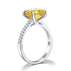 Solid 925 Sterling Silver 4 Carat Anniversary Luxury Ring Yellow Canary Oval Party Jewelry-Bijoux Pour Elle