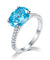 Solid 925 Sterling Silver 4 Carat Anniversary Ring Blue Oval Party Luxury Jewelry-Bijoux Pour Elle