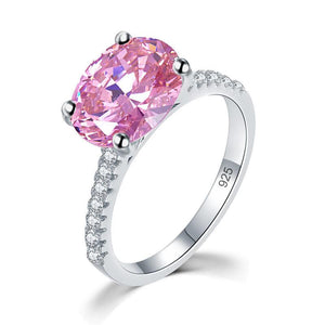 Solid 925 Sterling Silver 4 Carat Anniversary Ring Fancy Pink Oval Cut Luxury Jewelry-Bijoux Pour Elle