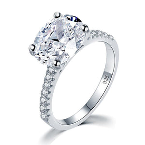 Solid 925 Sterling Silver 4 Carat Wedding Anniversary Ring Oval Cut Luxury Jewelry Simulated Diamond-Bijoux Pour Elle