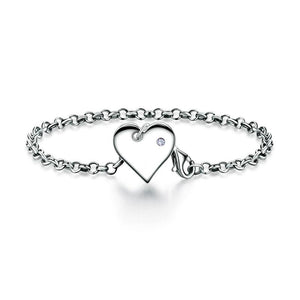 Solid 925 Sterling Silver Bracelet Dangle Heart Bridesmaid Wedding Gift Classic-Bijoux Pour Elle