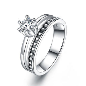 Solid 925 Sterling Silver Ring Fashion Party Jewelry Simulated Diamond-Bijoux Pour Elle