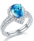 Sterling 925 Silver Bridal Wedding Engagement Ring Set 2 Carat Pear Fancy Blue Simulated Diamond Jewelry-Bijoux Pour Elle