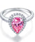 Sterling 925 Silver Wedding Engagement Ring Pear Fancy Pink Created Simulated Jewelry-Bijoux Pour Elle