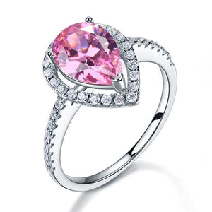 Sterling 925 Silver Wedding Engagement Ring Pear Fancy Pink Created Simulated Jewelry-Bijoux Pour Elle