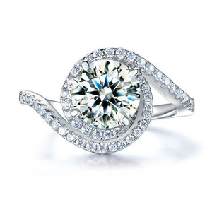 Twist Curl 925 Sterling Silver Wedding Engagement Ring 2 Ct Simulated Diamond-Bijoux Pour Elle