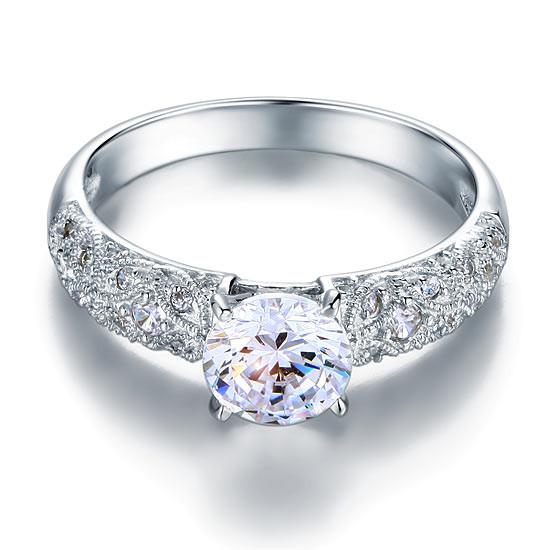 Vintage Style 1 Carat Simulated Diamond 925 Sterling Silver Bridal Wedding Engagement Ring Jewelry-Bijoux Pour Elle