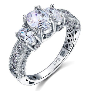 Vintage Style 2 Carat Simulated Diamond 925 Sterling Silver Wedding Engagement Ring-Bijoux Pour Elle