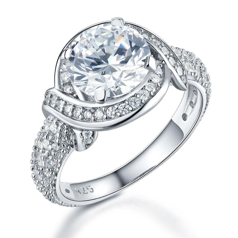 Vintage Style Art Deco 925 Sterling Silver Ring Promise Engagement Simulated Diamond-Bijoux Pour Elle