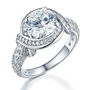 Vintage Style Art Deco 925 Sterling Silver Ring Promise Engagement Simulated Diamond-Bijoux Pour Elle
