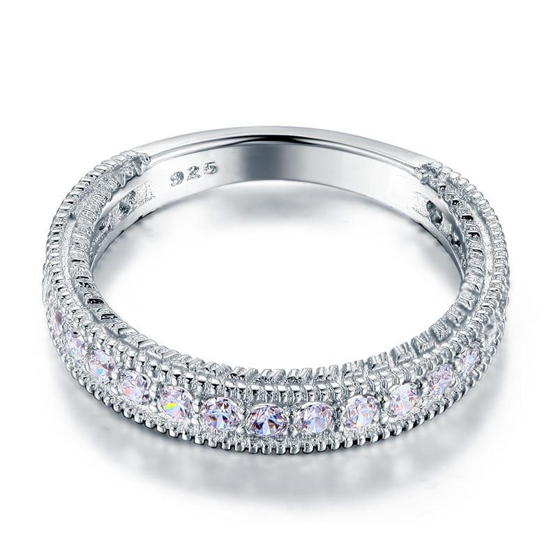 Vintage Style Art Deco Simulated Diamond Sterling 925 Silver Band Wedding Eternity Ring-Bijoux Pour Elle