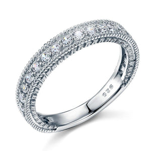 Vintage Style Art Deco Simulated Diamond Sterling 925 Silver Band Wedding Eternity Ring-Bijoux Pour Elle