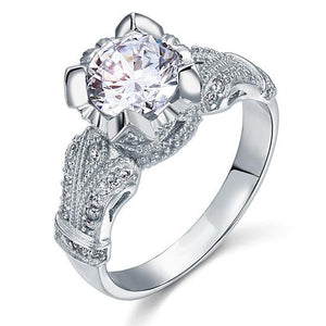 Vintage Victorian Style 2 Carat Simulated Diamond 925 Sterling Silver Wedding Engagement Ring-Bijoux Pour Elle